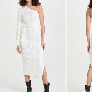 Moon River Cable Knit One Shoulder Dress Ivory Size XS